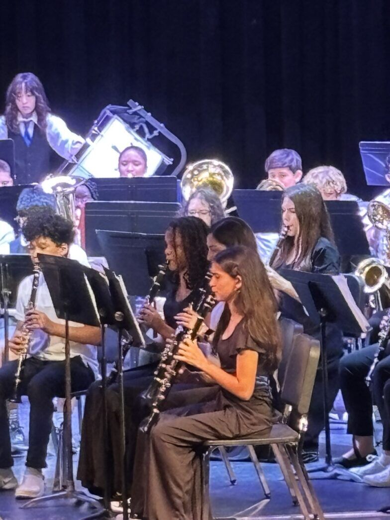 a group of people playing instruments on a stage