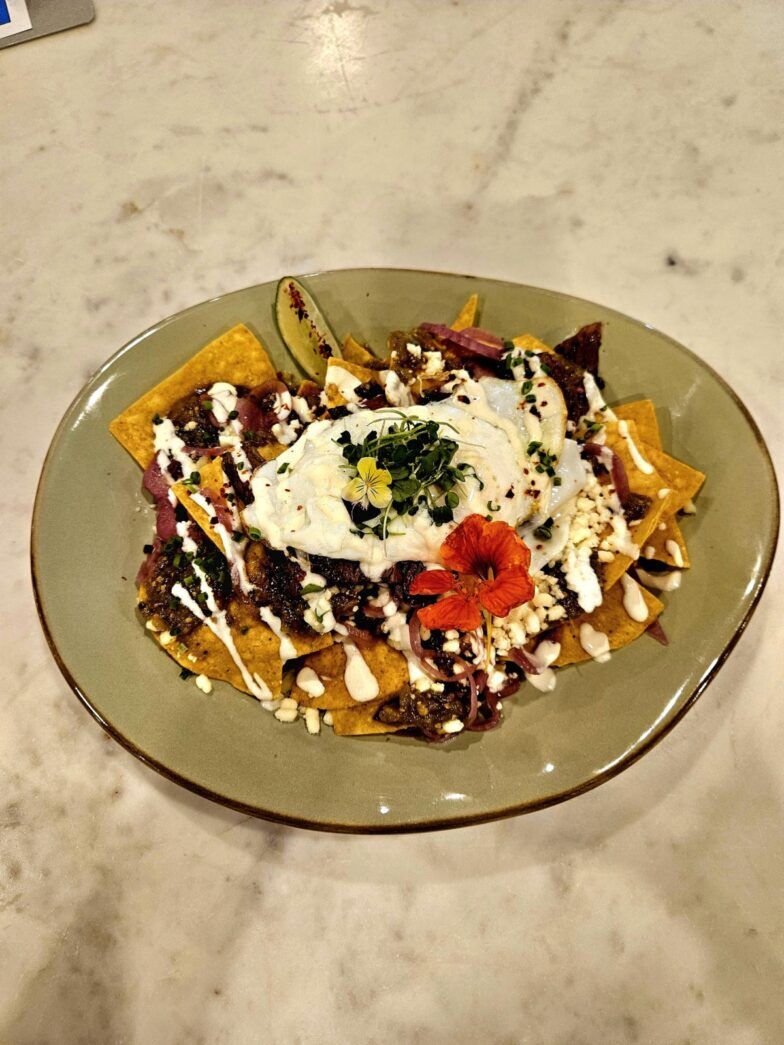 a plate of food sitting on a table