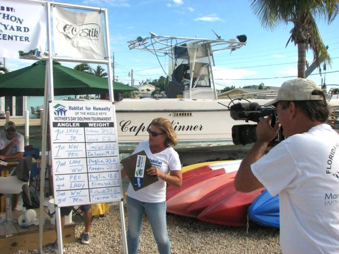Go Fishing! Mother’s Day Dolphin Tournament in Marathon - A group of people standing in front of a boat - Habitat for Humanity of the Middle Keys