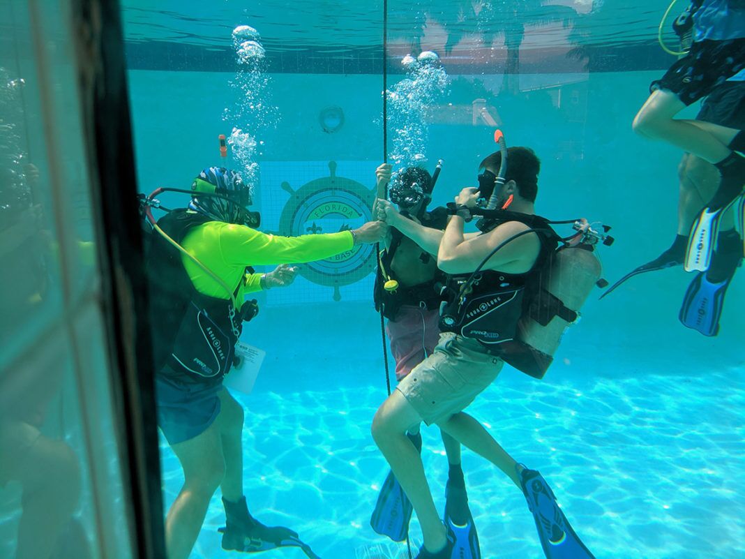 DiveColJim Certification through Sea Base a memorable experience - A person in a pool of water - Florida National High Adventure Sea Base, Boy Scouts of America