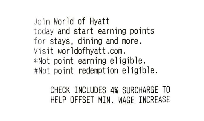 hyatt minimum wage receipt picture of a Hyatt minimum wage receipt