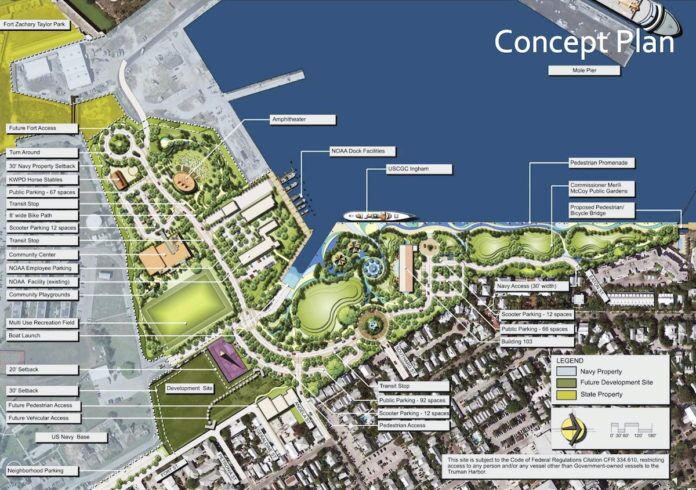 CityNewsKW City wants its cut – Admiral’s Cut access would connect waterfront - A close up of a map - Truman Waterfront Park Amphitheater