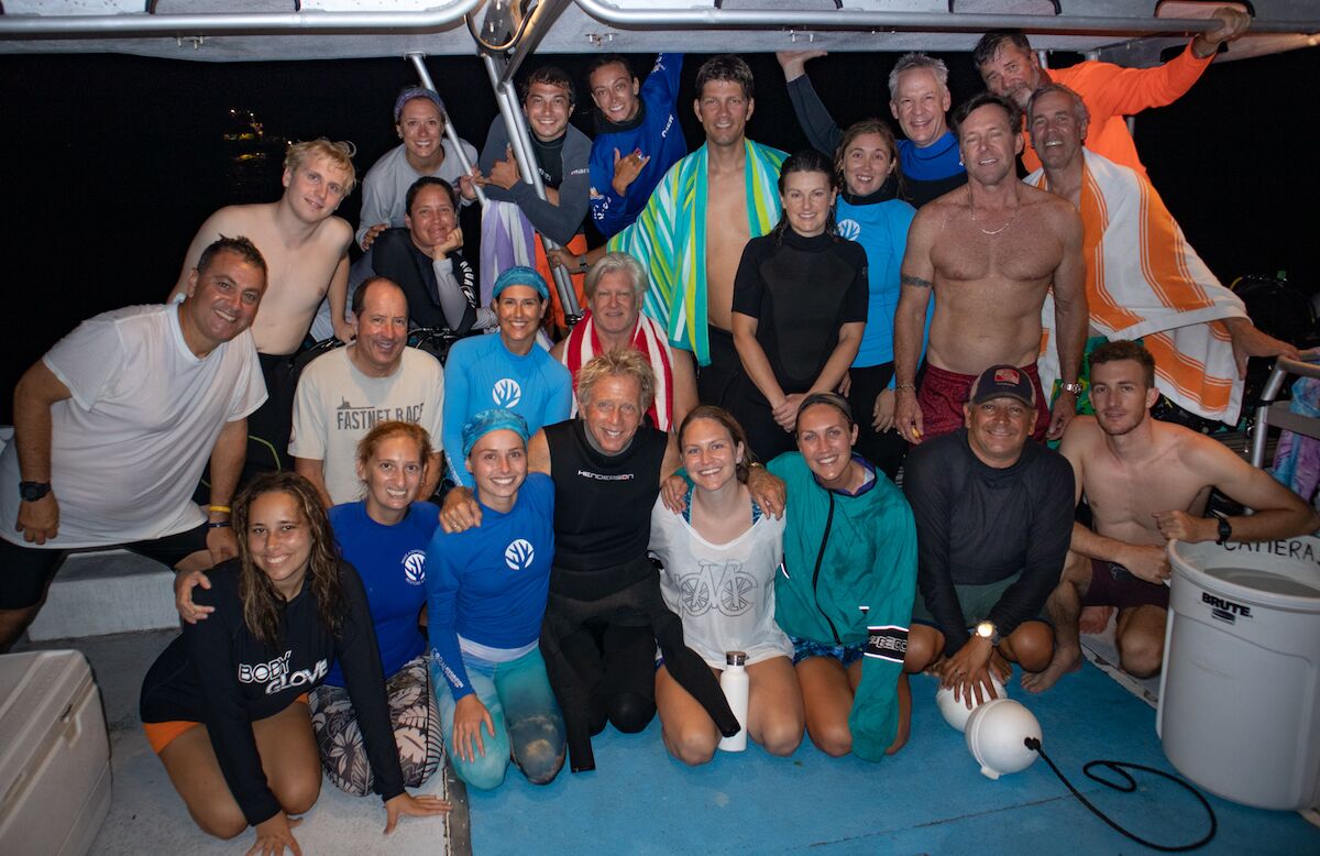 WORTH THE WAIT – CRF corals spawn later than predicted - Ashley Force Hood, Meredith Ward, Joe Walsh posing for a photo - Social group