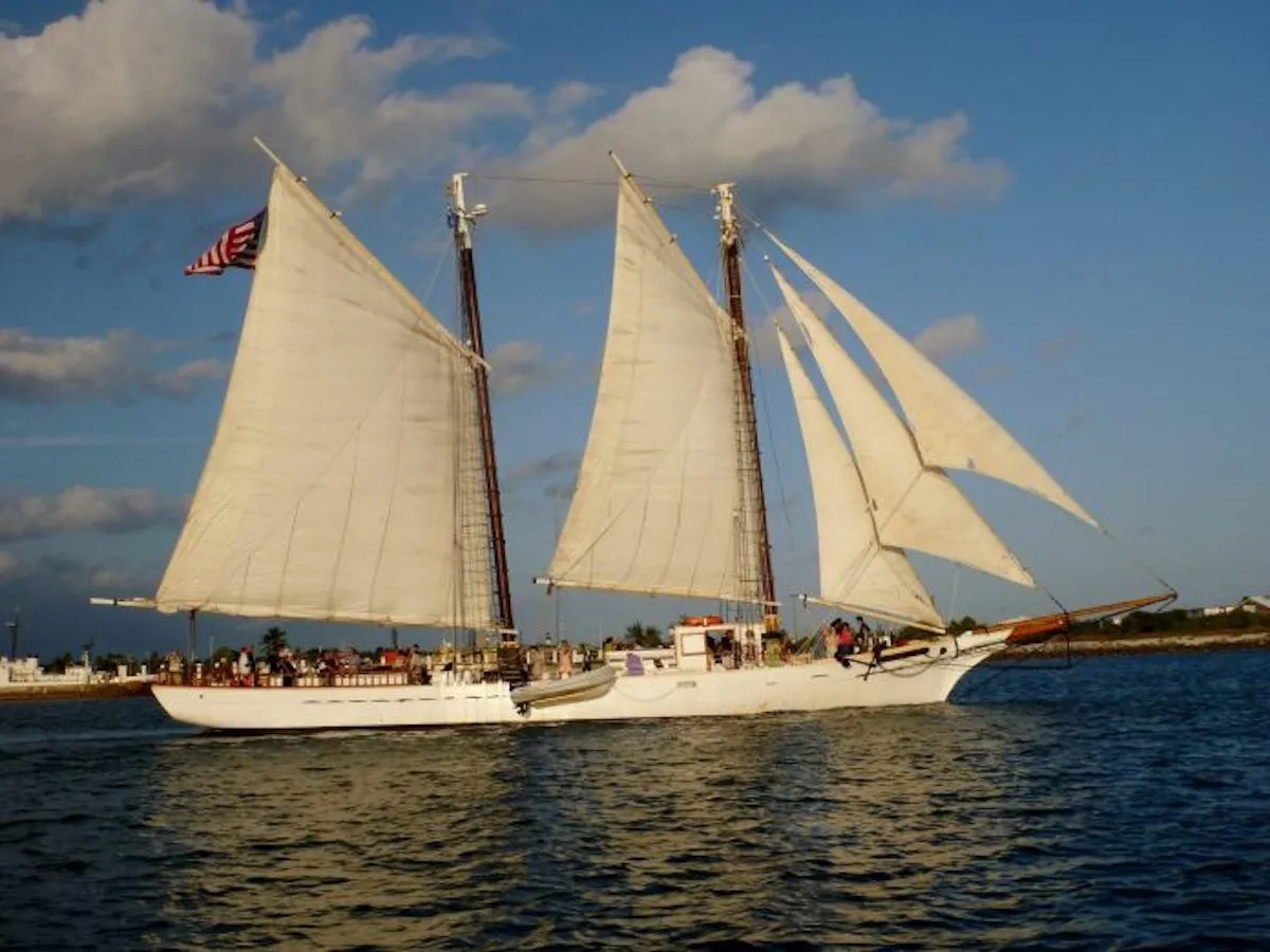 Saving a schooner – Historic flagship limps home to Key West - A large ship in a body of water - Sail