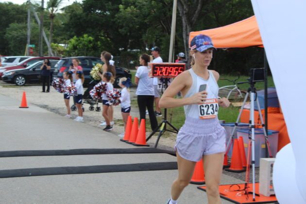 a woman running in a marathon in a race
