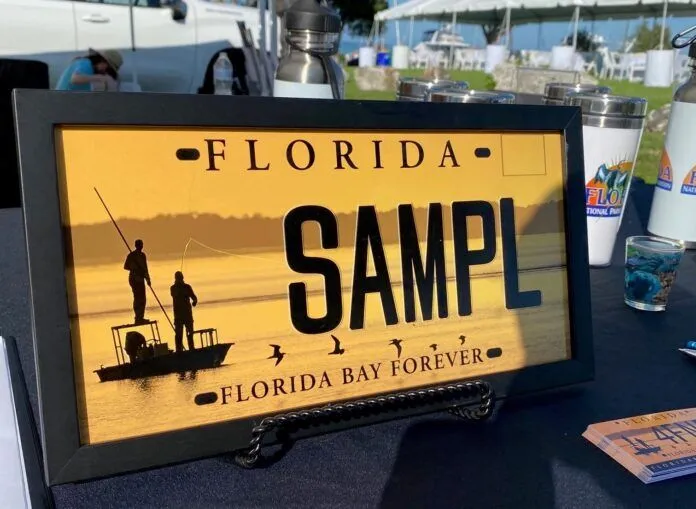a table with a sign that says florida sample