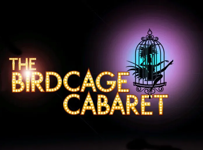 Birdcage Cabaret sign_logo the birdcage of cabardet logo on a dark background
