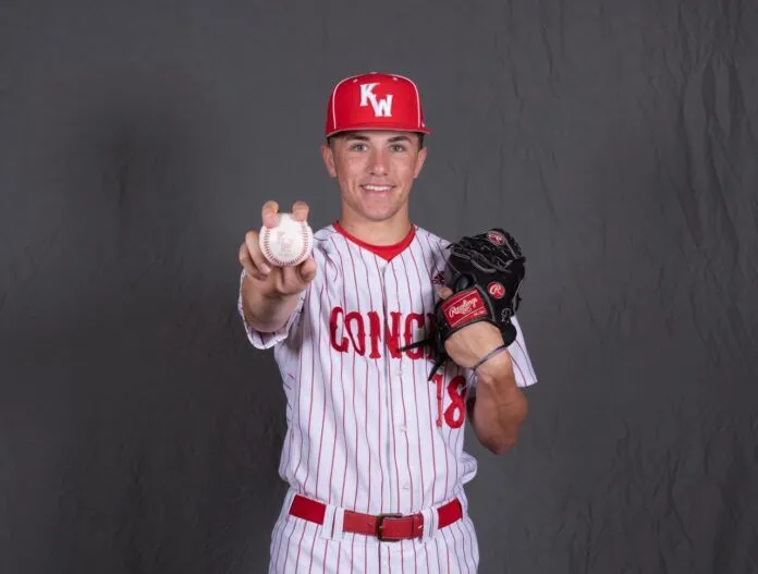 anthony lariz (1) Large a man in a baseball uniform holding a baseball
