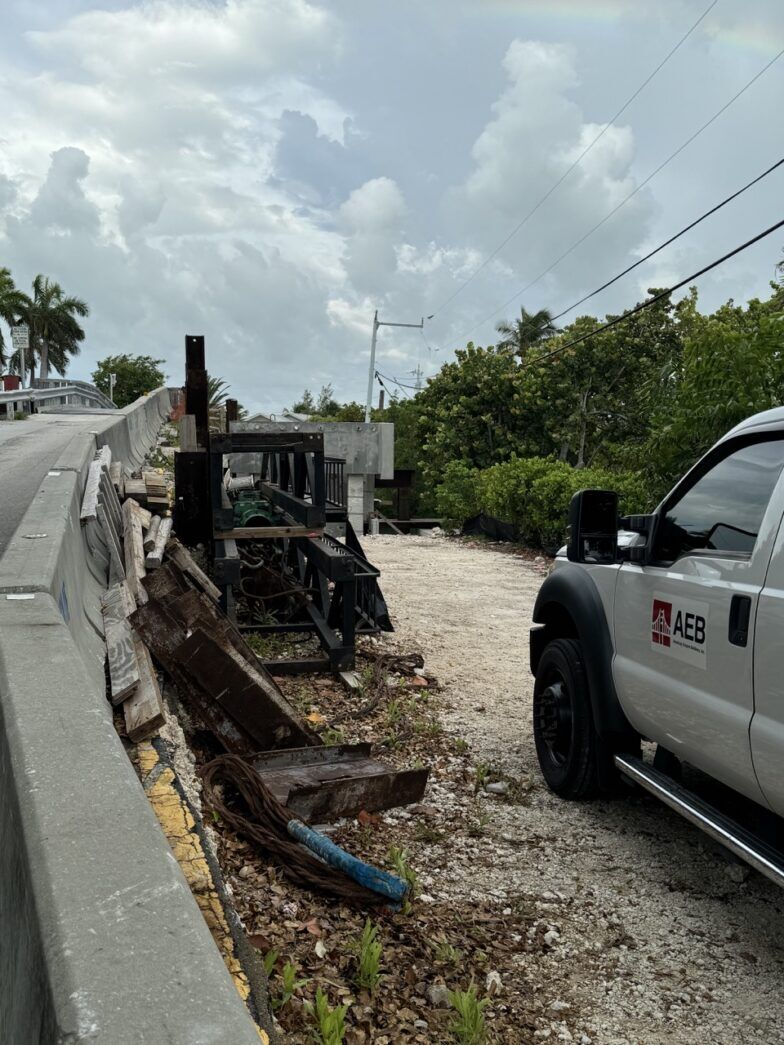 a pickup truck parked on the side of a road