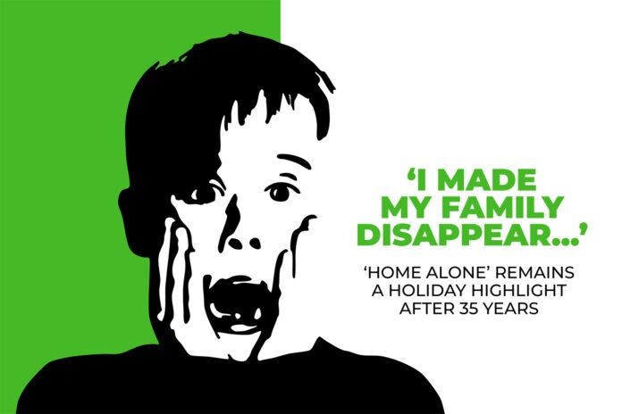 E-Blast Erin - Home Alone a green and white poster with a man's face