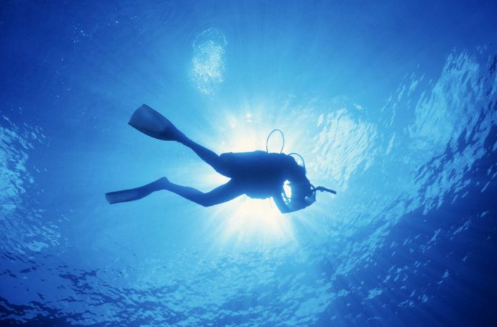 #News: Volunteer Divers Become Year-Round Asset - A man flying through the air while swimming in a body of water - Scuba diving