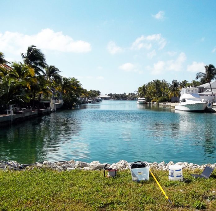 Clean water – County embarks on canal restoration - A boat sitting next to a body of water - Florida Keys