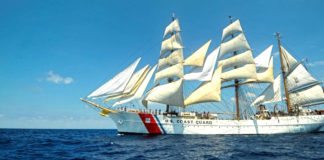 Coast Guard’s tall ship arrives this weekend - A large ship in the water - Sail