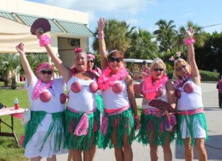 Hundreds join cancer walk - A group of people posing for a picture - Hula