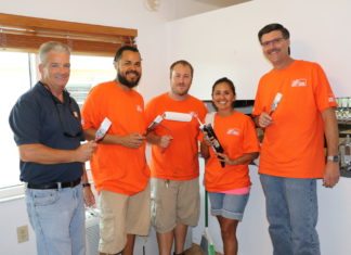 Team Depot helps local veterans - A group of people posing for the camera - T-shirt
