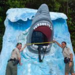 SHARK! Massive sculpture makes move to Marathon - A couple of people that are standing in the snow - Florida Keys