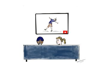 “Olympics?” - A person jumping in the air - Illustration