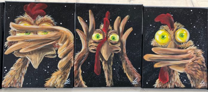 0628_lance artist3 Lance Berry paints Key West - A group of different types of food - Wyland Gallery of the Florida Keys