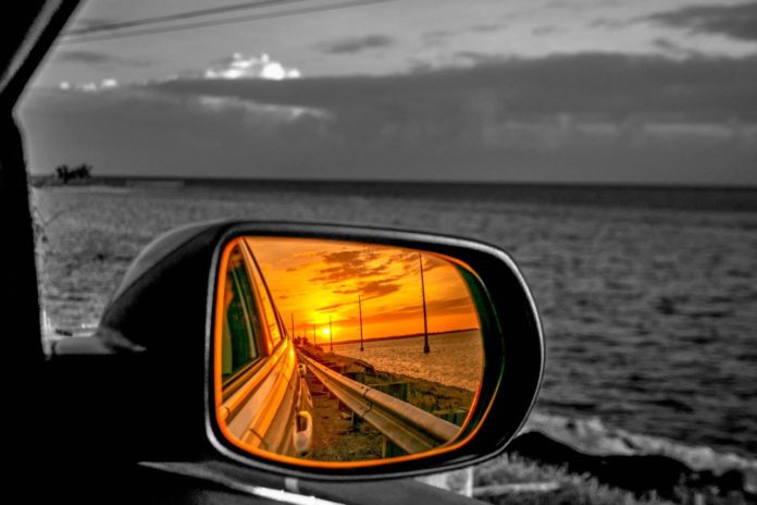 Leaving the Keys photo club underway - A close up of a side view mirror - Rear-view mirror