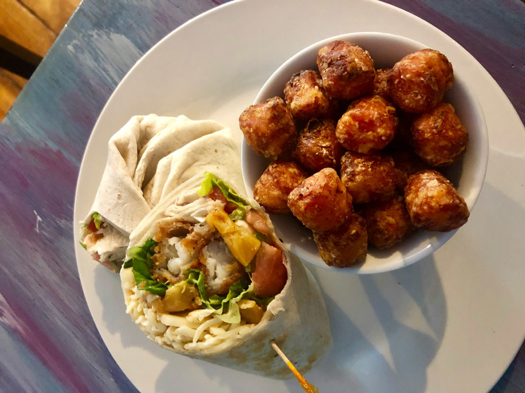 Off the Hook - A plate of food on a table - Falafel