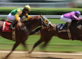 The Kentucky Derby, Key West style, and Gardens Hotel hosts - A man riding a horse on a track - Horse racing