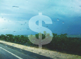 Rate Hike Likely – Wind insurance rates to rise unless legislation passes Rate Hike Likely – Wind insurance rates to rise unless legislation passes - A sign in the rain - Insurance