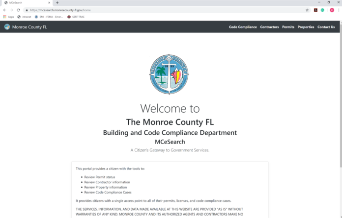 MONROE COUNTY BUILDING DEPARTMENT LAUNCHES NEW PERMIT, CONTRACTOR, AND CODE SEARCH INTERFACE - A screenshot of a social media post - Monroe County Building Department