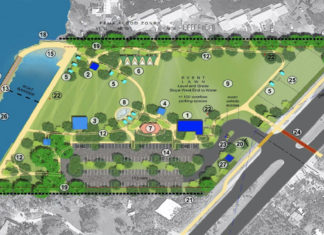 Updated Rowell’s design unveiled - A close up of a map - Rowell's Waterfront Park