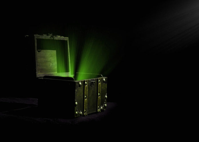 Treasure box with green light emitting