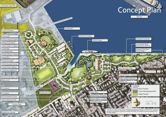 City wants its cut – Admiral’s Cut access would connect waterfront - A close up of a map - Truman Waterfront Park Amphitheater