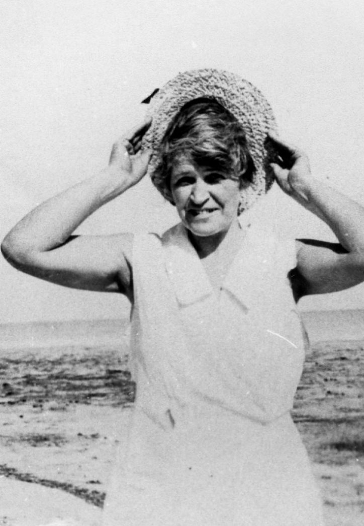 Keys History - Gertrude Robinson standing on a beach - Matecumbe
