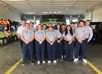 About a dozen students from Marathon High School start their mornings at the Marathon Fire Station. The new program seeks to recruit more locals (long-term) employees for the department. SARA MATTHIS/Keys Weekly
