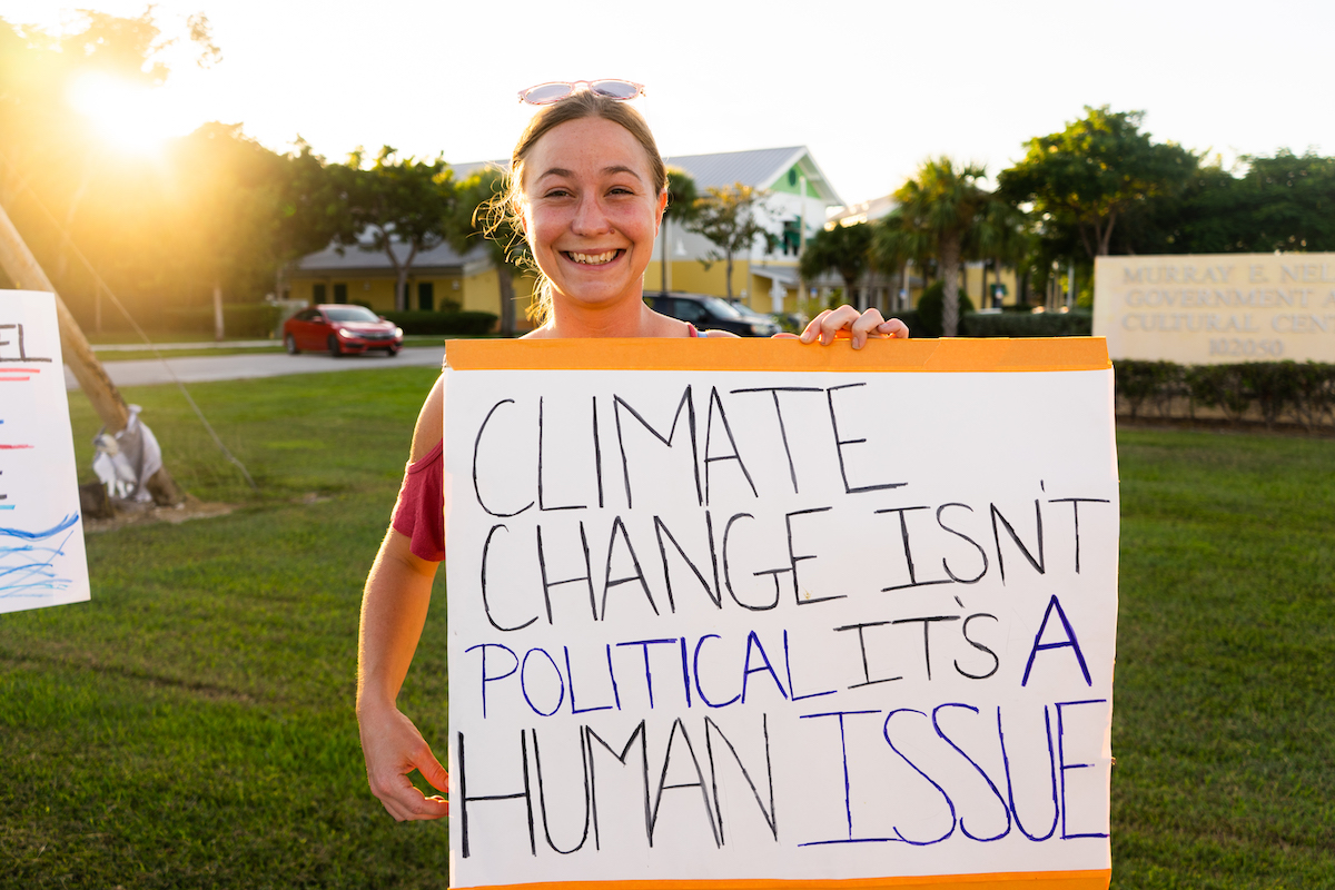 Ciera Cox, 24, started “FFF Tavernier,” or the Fridays for Future Tavernier chapter, after learning more about the climate crisis and how it will affect her generation and those younger than her. She implores others to join, saying, “Come after you work, or if you’re a high schooler, come here because you can’t protest on school grounds. Come have your voice heard with us.” TIFFANY DUONG/Keys Weekly