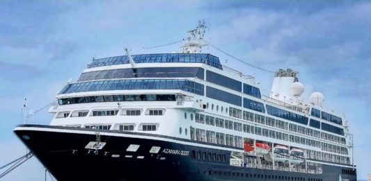 a large cruise ship in the water