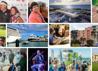 a collage of photos of people and buildings