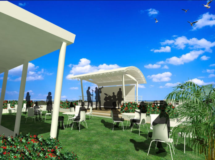 a group of people standing on top of a lush green field