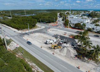 $1.1 MILLION INTERSECTION PROJECT NEARS COMPLETION IN TAVERNIER a construction site in the middle of a road
