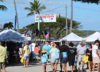 a group of people standing around a tent