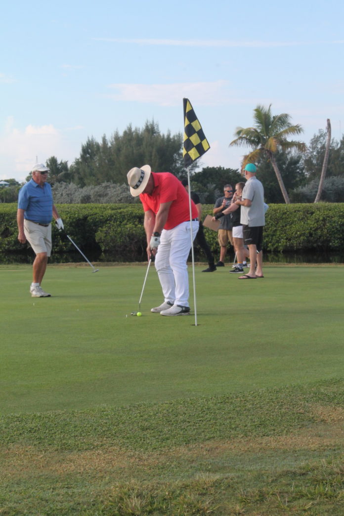 a group of people playing a game of golf