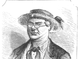 a drawing of a man wearing a hat and glasses