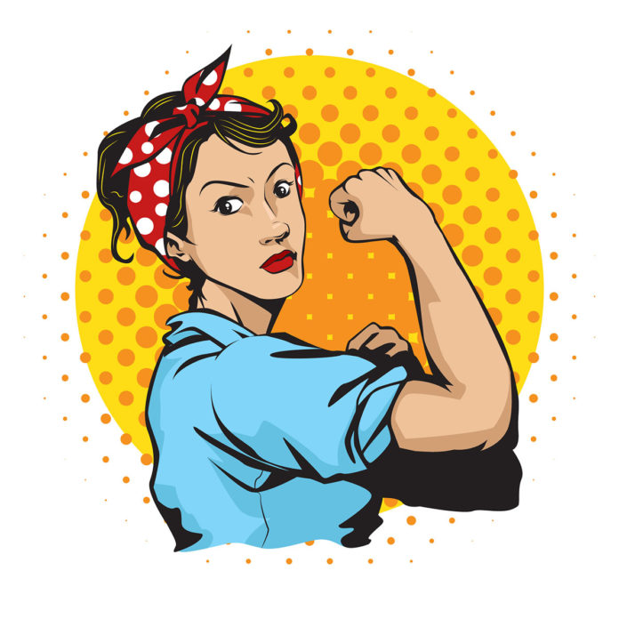 a woman with a bandana on her head