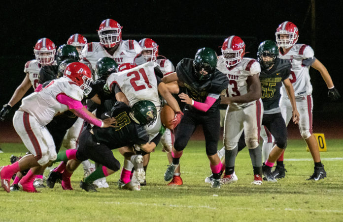 a football game is being played on the field