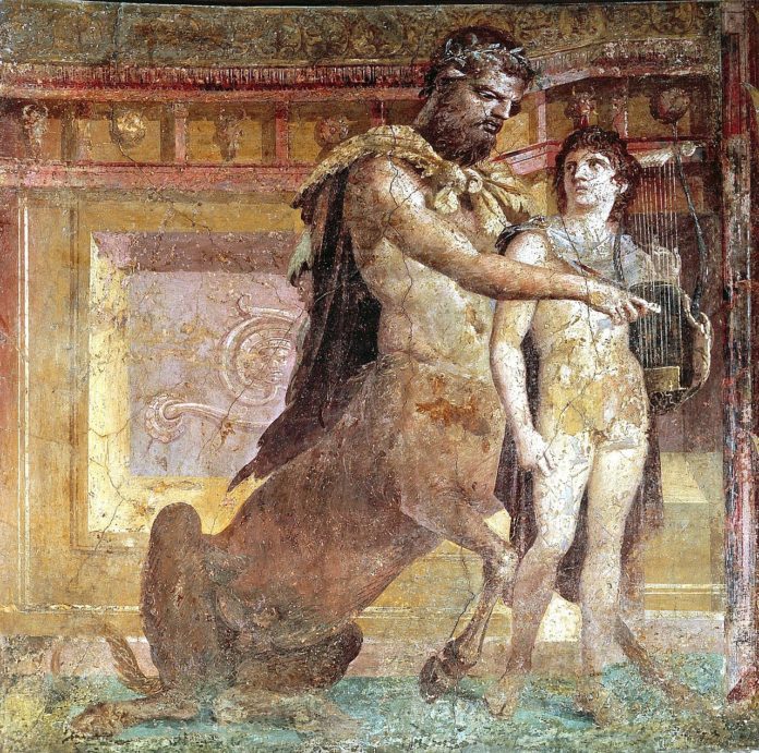 a painting of a man and a woman standing next to each other