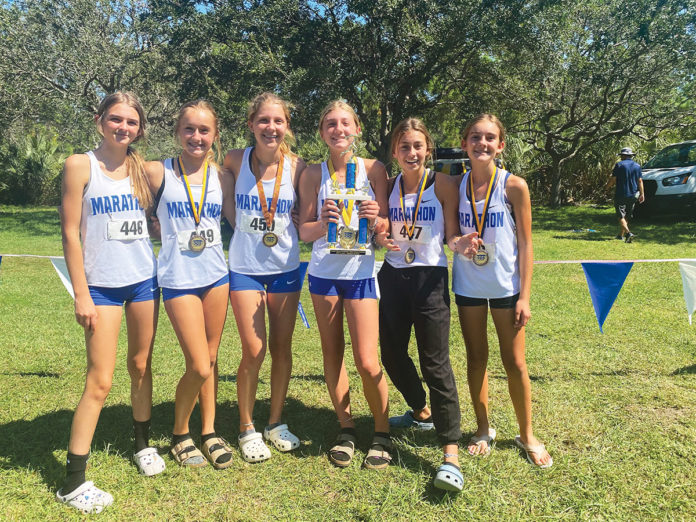 Marathon-Middle-1st-Place-Team-fc a group of girls standing next to each other holding trophies