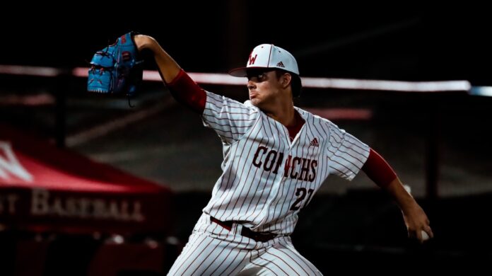 a baseball player pitching a baseball on a field