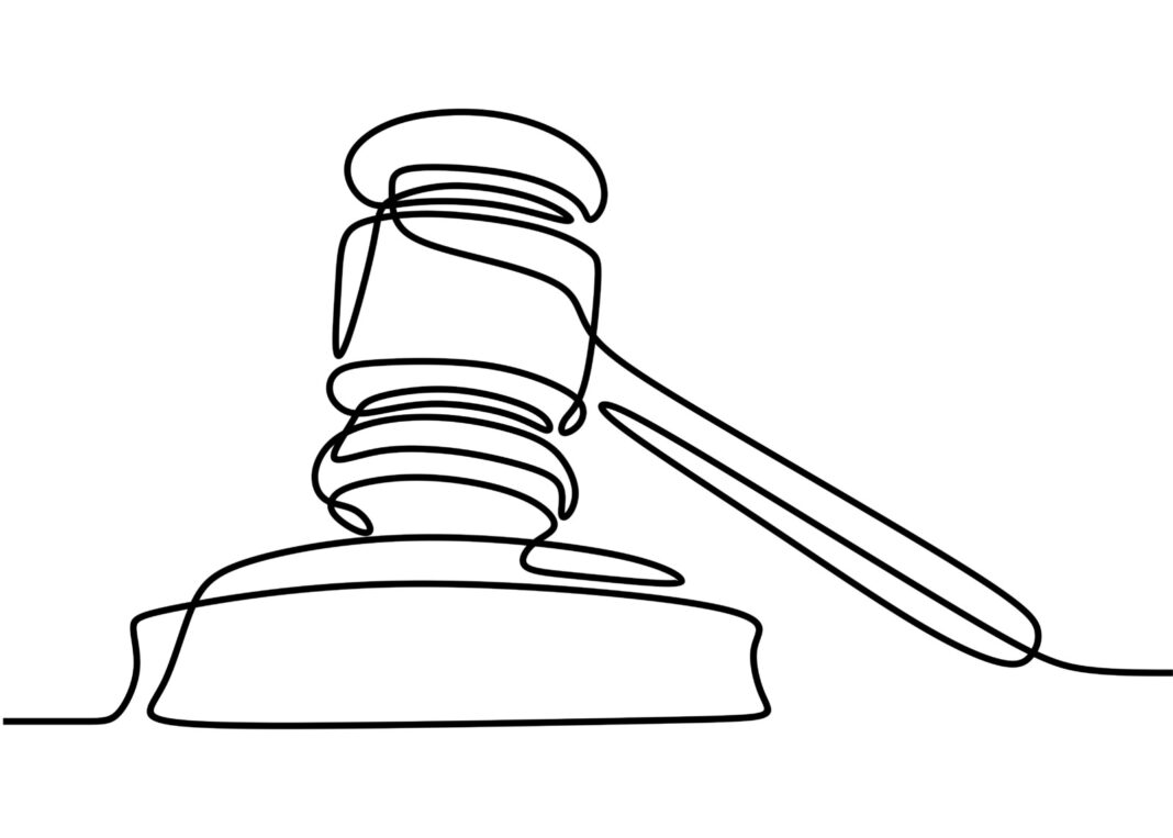 a line drawing of a judge's gaven