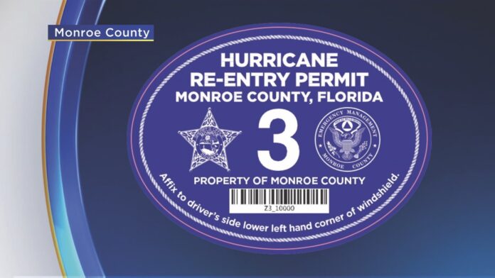 Blue-Keys-Sticker Large the label for hurricane re - entry permit