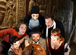 SHORT ATTENTION SPAN THEATER OFFERS ZIPPY, TRIPPY DELIGHT AT RED BARN a group of people standing next to each other