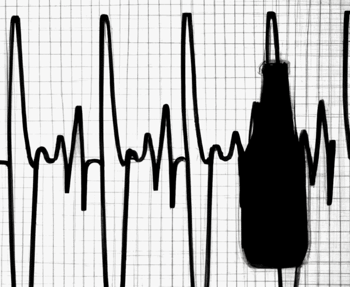 a black and white photo of a heart beat