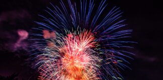 a colorful fireworks display in the night sky